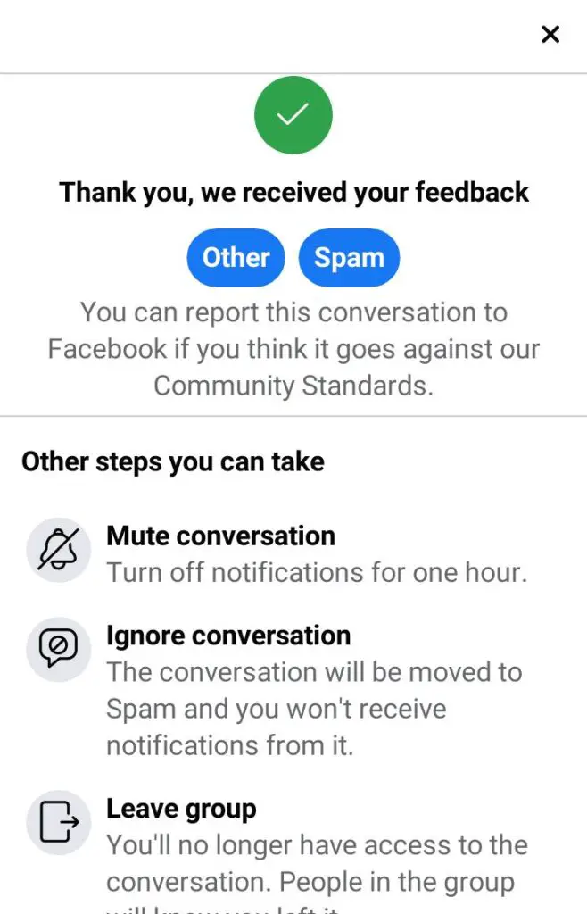 ignoring group chat in messenger
