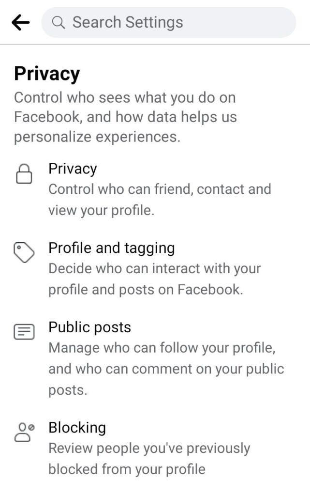 open privacy settings