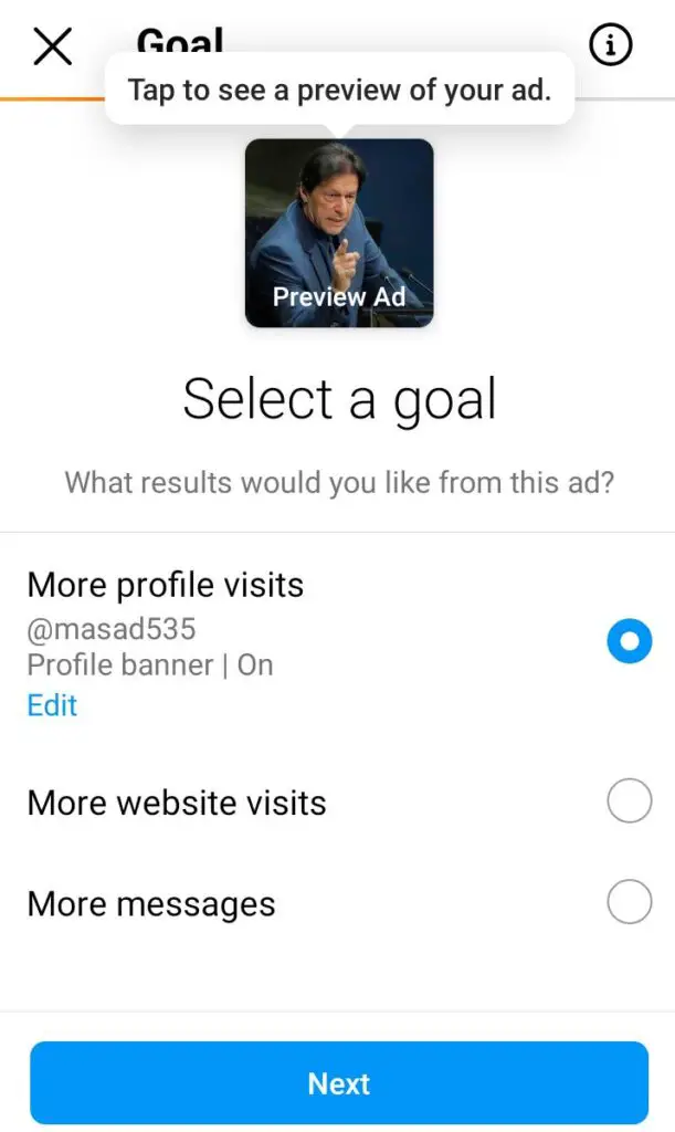 more profile visits option