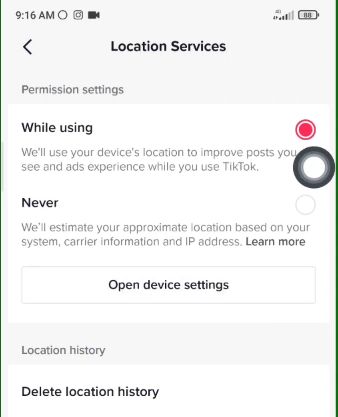 location services option