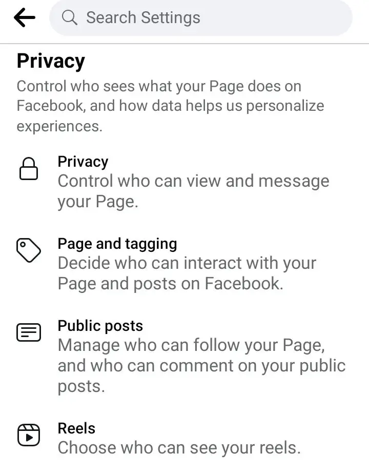 privacy tab option